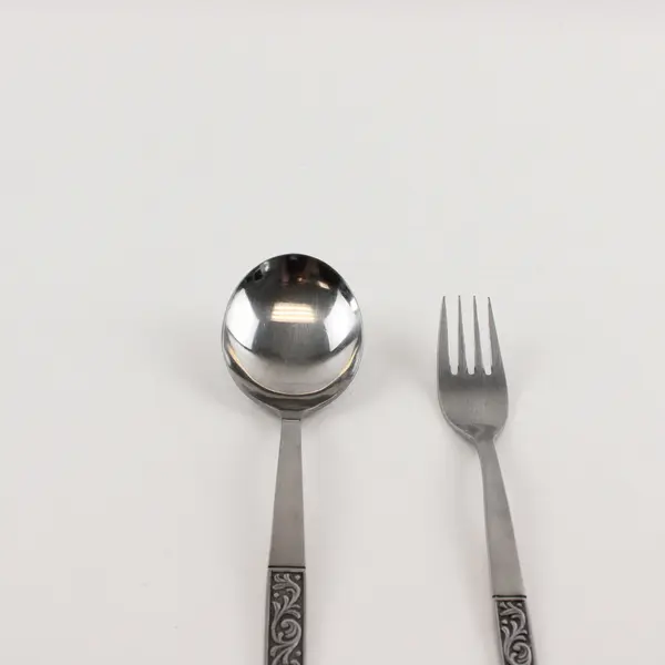 Set of 2 Amefa Royal Damask Silverware Fork and Soup Spoon Flatware Pieces