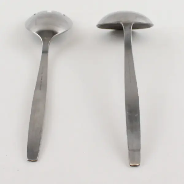 Set of 2 Amefa Royal Damask Stainless Steel Serving Salad Fork Gravy Ladle