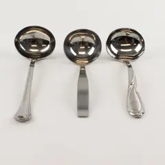 Lot of 3 Stainless Steel Serving Ladles Various Brands and Patterns