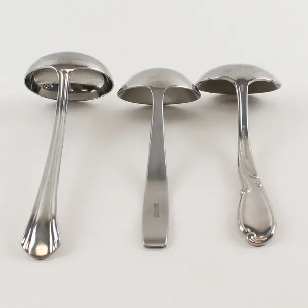 Lot of 3 Stainless Steel Serving Ladles Various Brands and Patterns
