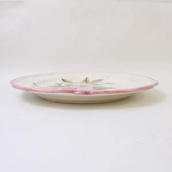 Lot of 3 Love Plates - 1 Dinner & 2 Salad/Dessert Plates White  with Pink Roses
