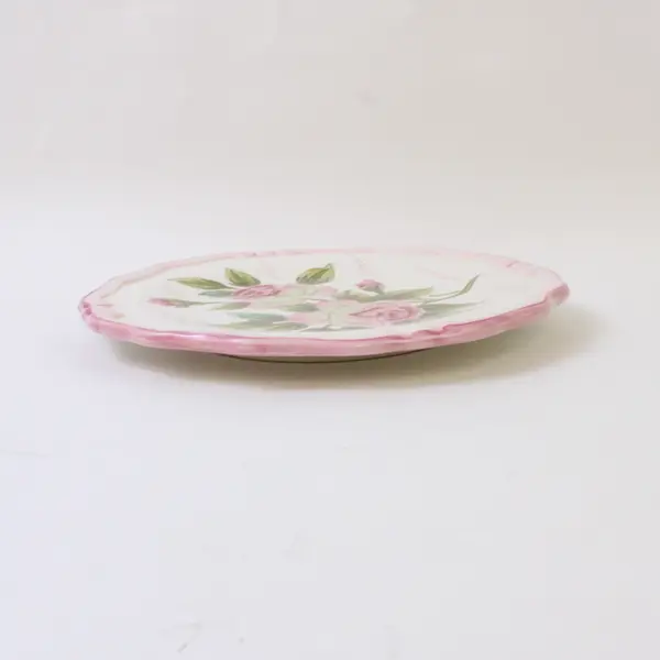 Lot of 3 Love Plates - 1 Dinner & 2 Salad/Dessert Plates White  with Pink Roses