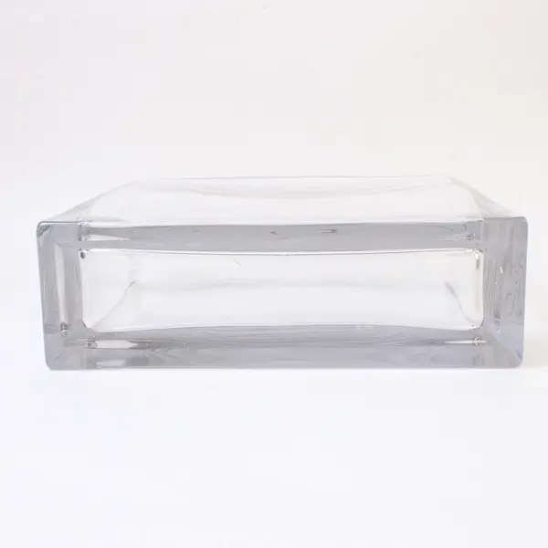 Rectangular Blown Clear Glass Vase Thick Base Modern 8.25in H