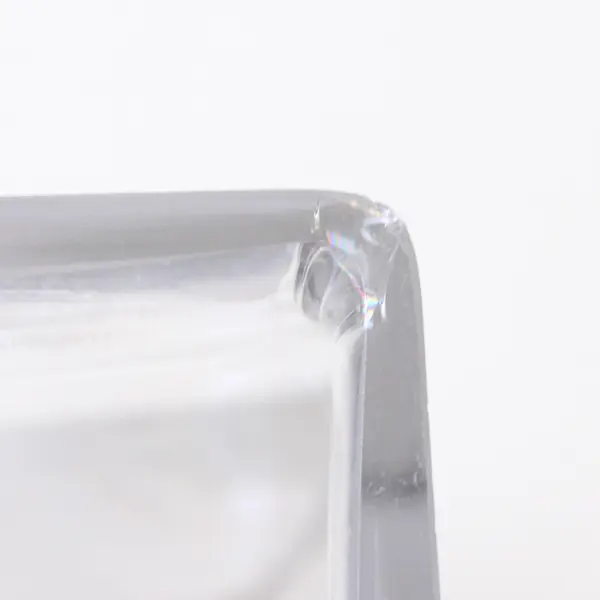Rectangular Blown Clear Glass Vase Thick Base Modern 8.25in H