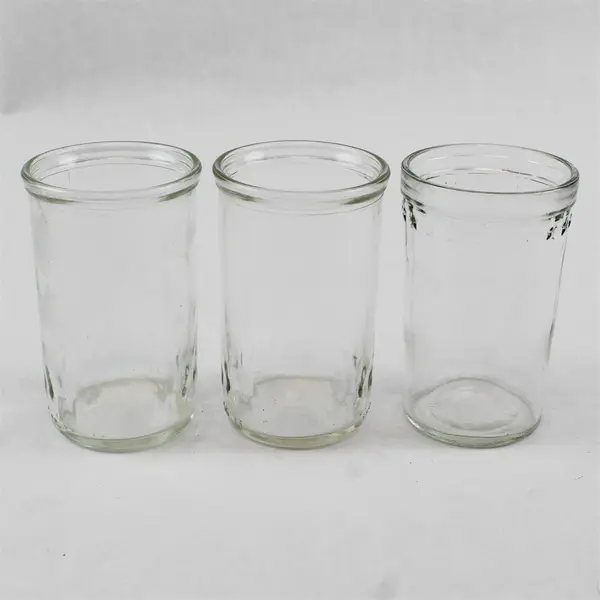 Lot of 3 Vintage Small Jelly Jar Juice Glasses Clear Ribbed Glass