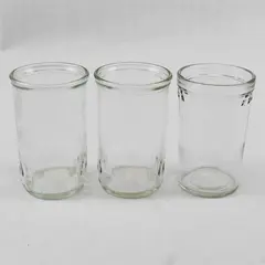 Lot of 3 Vintage Small Jelly Jar Juice Glasses Clear Ribbed Glass
