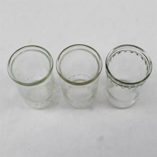 Lot of 3 Vintage Small Jelly Jar Juice Glasses Clear Ribbed Glass