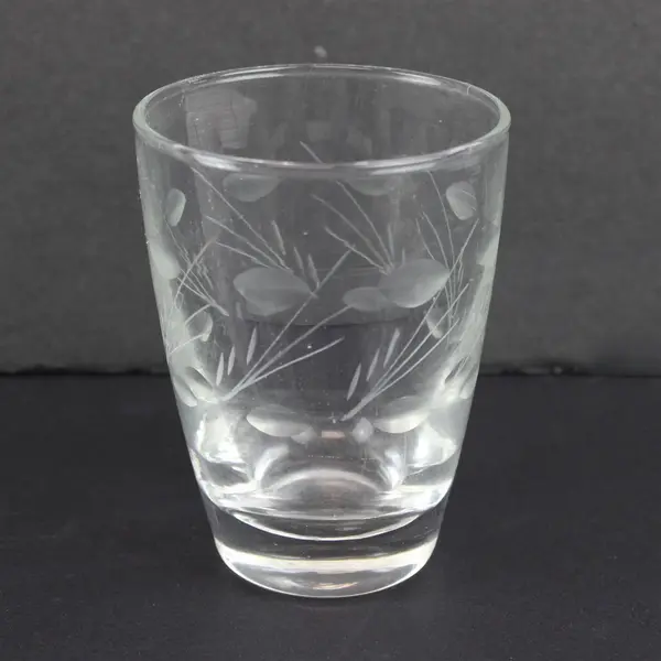 Lot of 2 Vintage Etched Drinking Glasses Bartlett Collins Grape & Libbey
