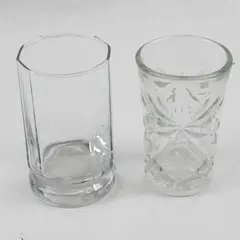 Lot of 2 Vintage Anchor Hocking Clear Glass Tumblers Star of David