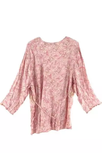 Quizz Woman Bazaar Pink Paisley Chiffon Blouse Women's Size 24 Boho Sequin