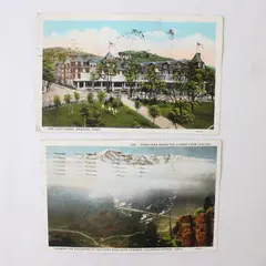Lot Of 2 1920s Colorado Color Litho Postcards Cliff House Manitou Pikes Peak