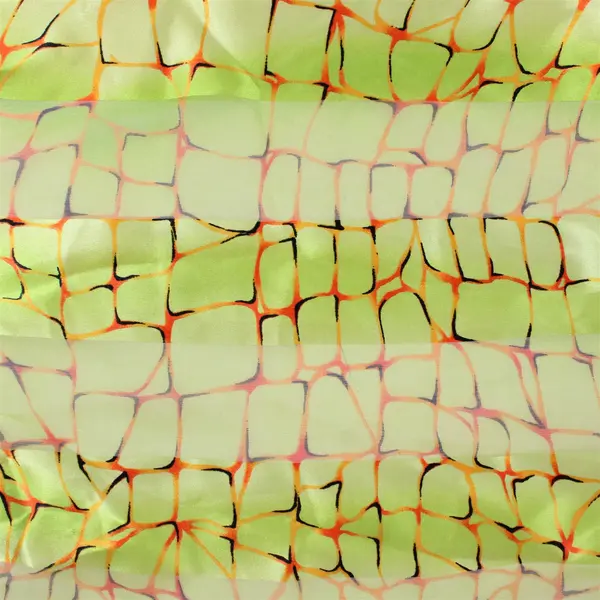 Moem Sheer Neon Green and Orange Scarf 13" x 58"