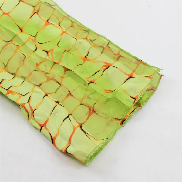 Moem Sheer Neon Green and Orange Scarf 13" x 58"
