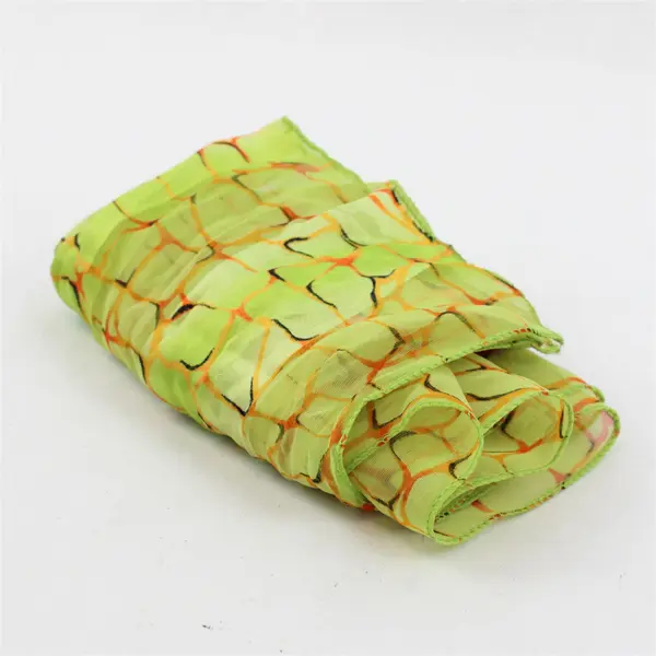 Moem Sheer Neon Green and Orange Scarf 13" x 58"