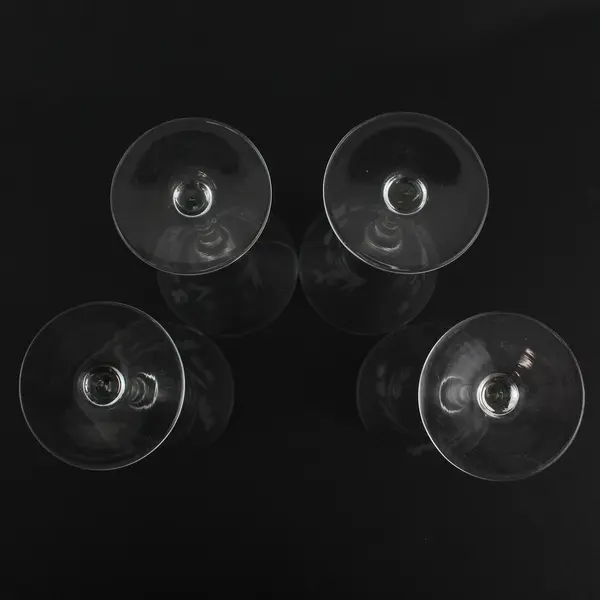 4 Tapered Sided Long Stemmed Champagne or Cocktail Glasses Etched Floral Pattern