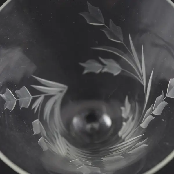 4 Tapered Sided Long Stemmed Champagne or Cocktail Glasses Etched Floral Pattern