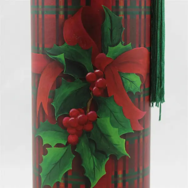 Barrington Studios Red and Green Cylindrical Wine Bottle Christmas Gift Box