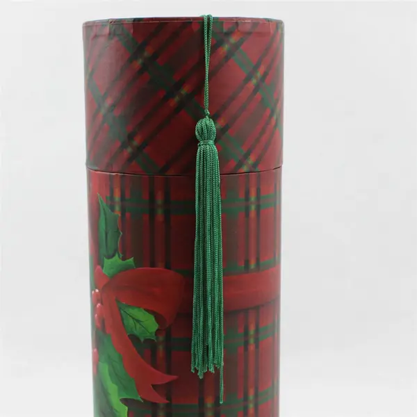 Barrington Studios Red and Green Cylindrical Wine Bottle Christmas Gift Box