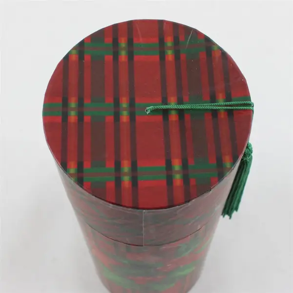 Barrington Studios Red and Green Cylindrical Wine Bottle Christmas Gift Box