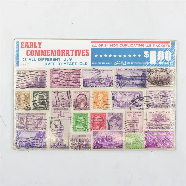 Vintage Honor Bilt US Early Commemoratives 25 Stamp Packet Sealed