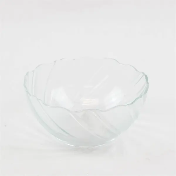 Vintage KIG Malaysia Crystal Swirled Scalloped Rim Bowl Mid Century