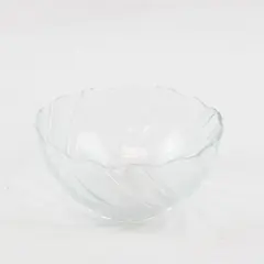 Vintage KIG Malaysia Crystal Swirled Scalloped Rim Bowl Mid Century