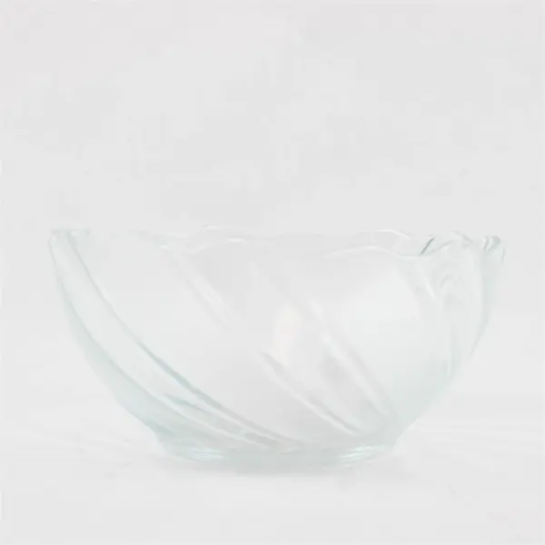 Vintage KIG Malaysia Crystal Swirled Scalloped Rim Bowl Mid Century