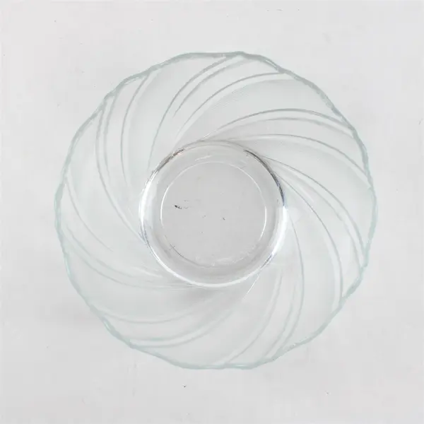 Vintage KIG Malaysia Crystal Swirled Scalloped Rim Bowl Mid Century