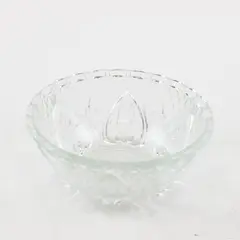 Vintage KIG Malaysia Diamond Cut Fleur de Lis & Rose Crystal Bowl 5"