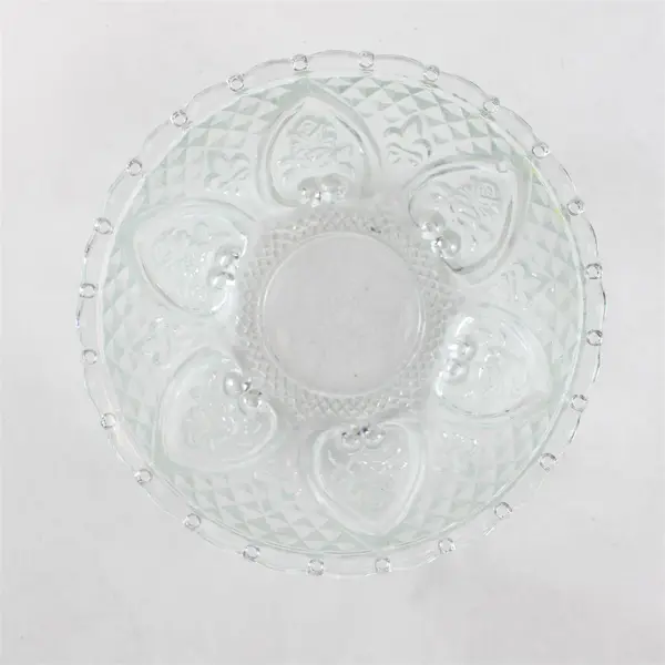 Vintage KIG Malaysia Diamond Cut Fleur de Lis & Rose Crystal Bowl 5"