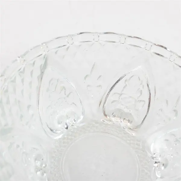 Vintage KIG Malaysia Diamond Cut Fleur de Lis & Rose Crystal Bowl 5"
