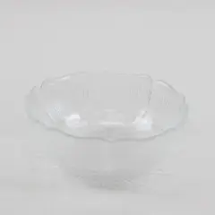 Arcoroc Fleur Clear Glass Serving Bowl Scalloped Rim Flower France Vintage