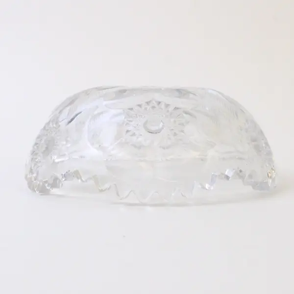 Vintage Hofbauer Lead Crystal Sunburst Bowl Sawtooth Edge 5"