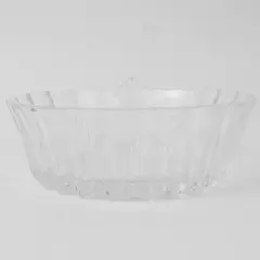 Vintage Clear Pressed Glass Bowl Vertical Rib Sunburst Base 4.5in