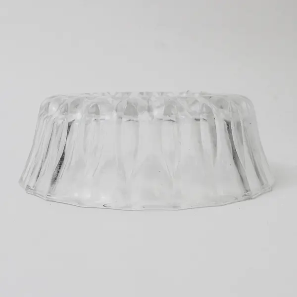 Vintage Clear Pressed Glass Bowl Vertical Rib Sunburst Base 4.5in