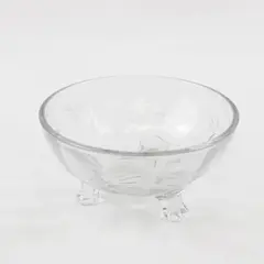 Vintage Pressed Clear Glass Footed Candy Dish Etched Floral