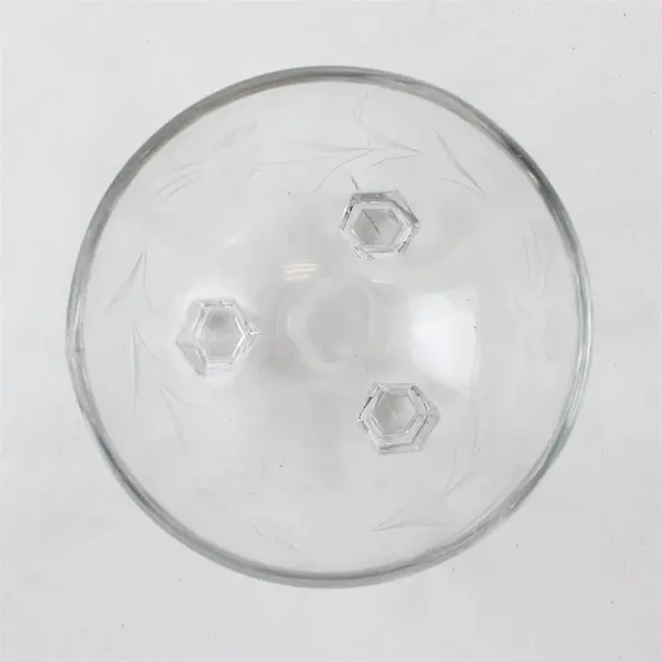 Vintage Pressed Clear Glass Footed Candy Dish Etched Floral