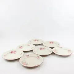 Lot of 7 Gibson Designs Roseland Floral Ceramic Salad Plates 7.75"