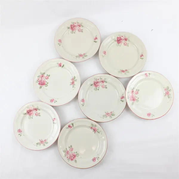 Lot of 7 Gibson Designs Roseland Floral Ceramic Salad Plates 7.75"