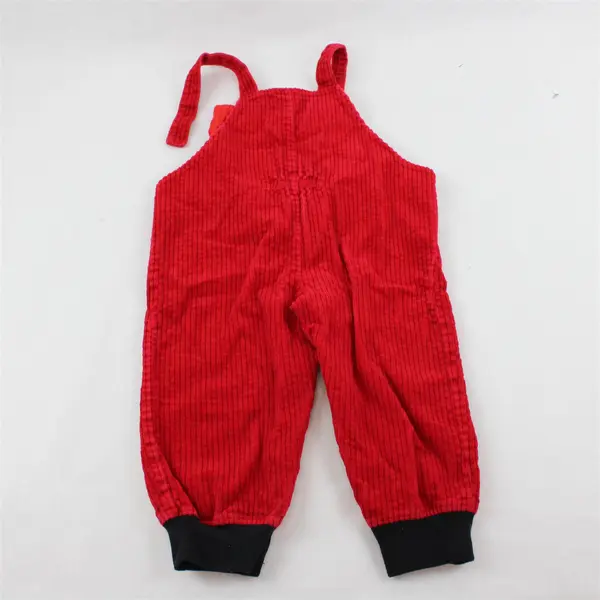 Vintage Squirrel Applique Red Overalls Baby's Size 24 Months Flawed