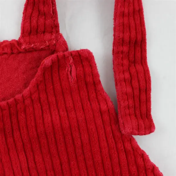Vintage Squirrel Applique Red Overalls Baby's Size 24 Months Flawed
