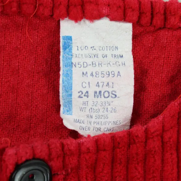 Vintage Squirrel Applique Red Overalls Baby's Size 24 Months Flawed