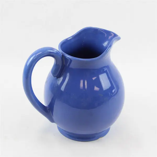 Used Unbranded Cornflower Blue Pitcher With Large Handle and Pouring Spout