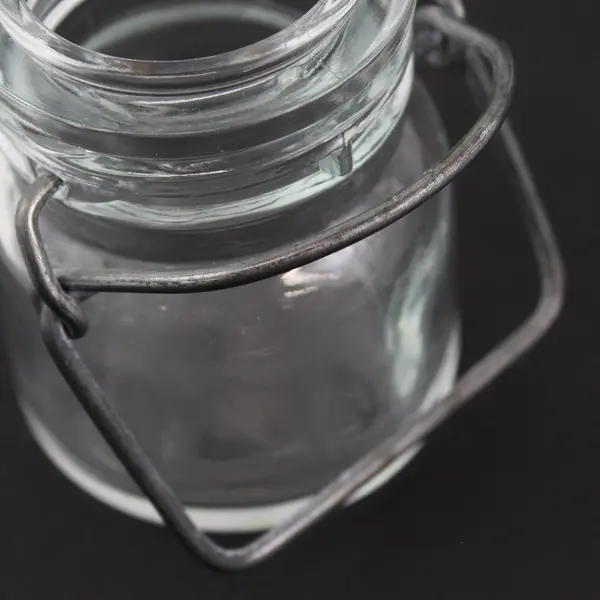  2 Vtg Clear Glass Half Pint Narrow Mouth Canning Jars With Wire Bail Glass Lids