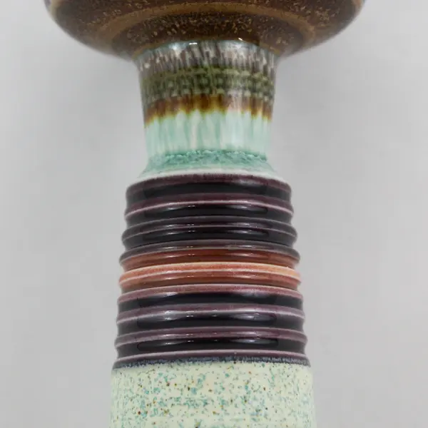 Handcrafted Art Pottery Striped Candle Holder Signed 
