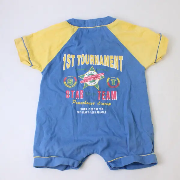 GAP Blue and Yellow Baseball One-Piece Romper Baby's Small 3-6 Mos