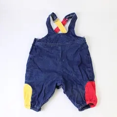 Vintage Hopscotch Primary Color Denim Overalls Baby's Size 0-6 Mos FLAWED