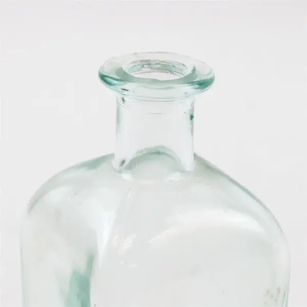 Vintage Pre-1930 Clear Glass Apothecary Bottle Squared Base Round Neck