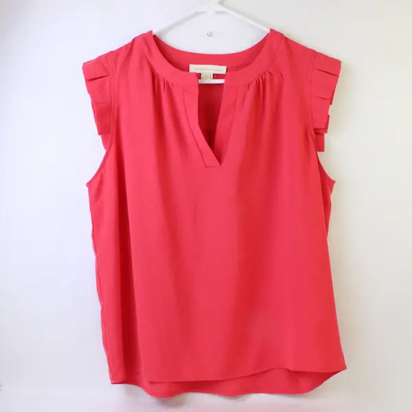 Monteau Solid Pink Color Sleeveless Blouse Top 100% Polyester Womens Size XL