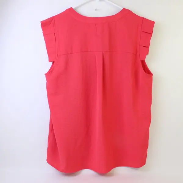 Monteau Solid Pink Color Sleeveless Blouse Top 100% Polyester Womens Size XL